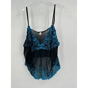 Cacique Womens Cami Top Size 26/28 Sheer Fairygrunge Whimsigoth‎ Embroidered
